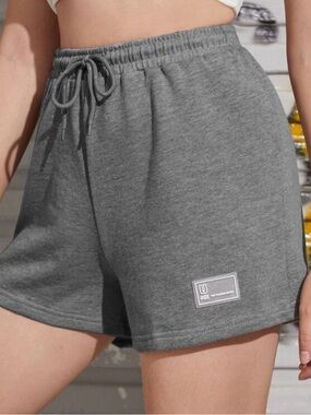 SHEIN Gray Drawstring Knit Athletic Shorts